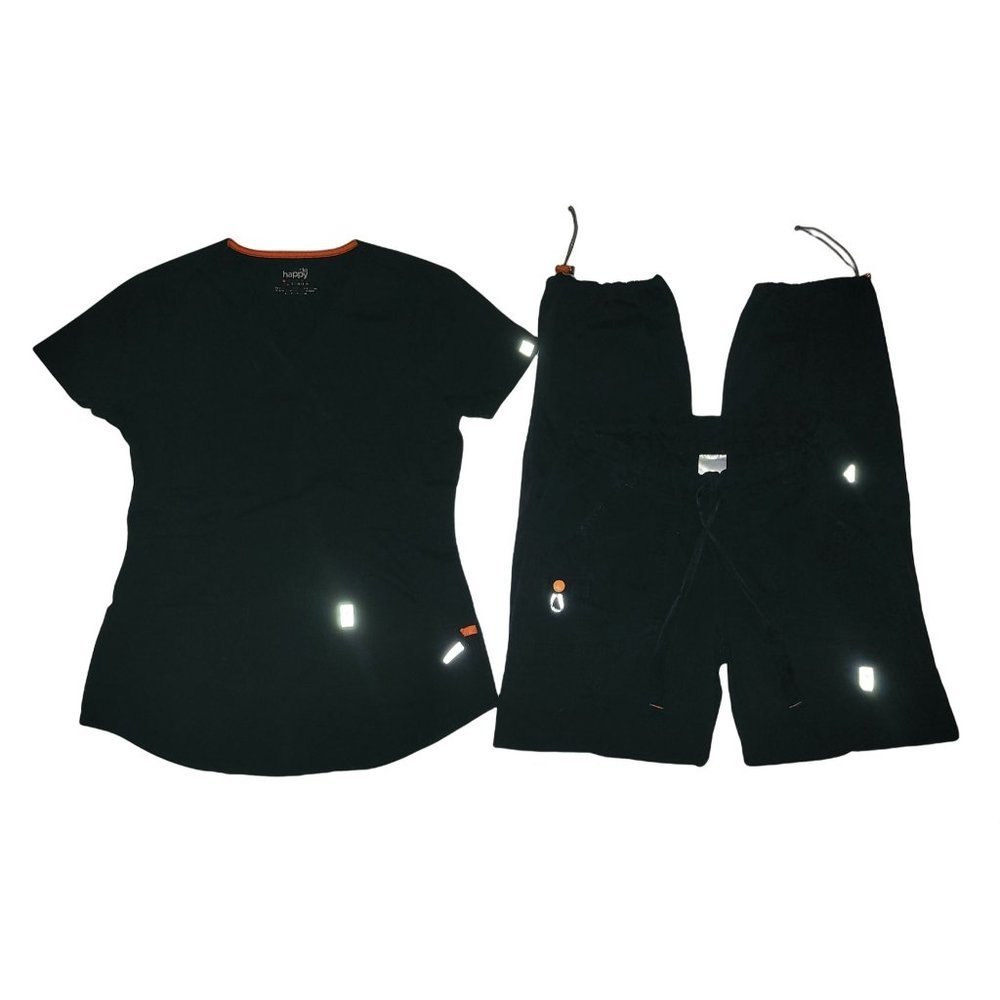 Code Happy Scrub Set In Black With Drawstrings At… - image 1